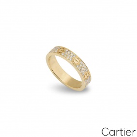 Cartier Yellow Gold Pave Diamond Love Wedding Ring Size 57 B4083300 Cartier Yellow Gold Pave Diamond Love Wedding Ring Size 57 B4083300